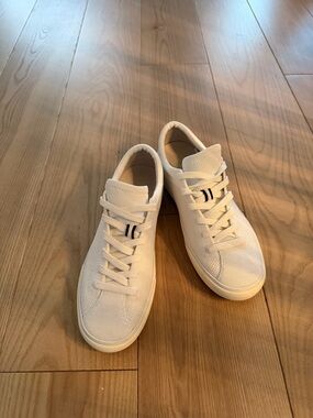 Rothy's White Knit Lace-Up Sneakers with Subtle Black Accent